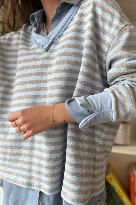 Shoreditch Classic V Sweat Iceberg & Grey